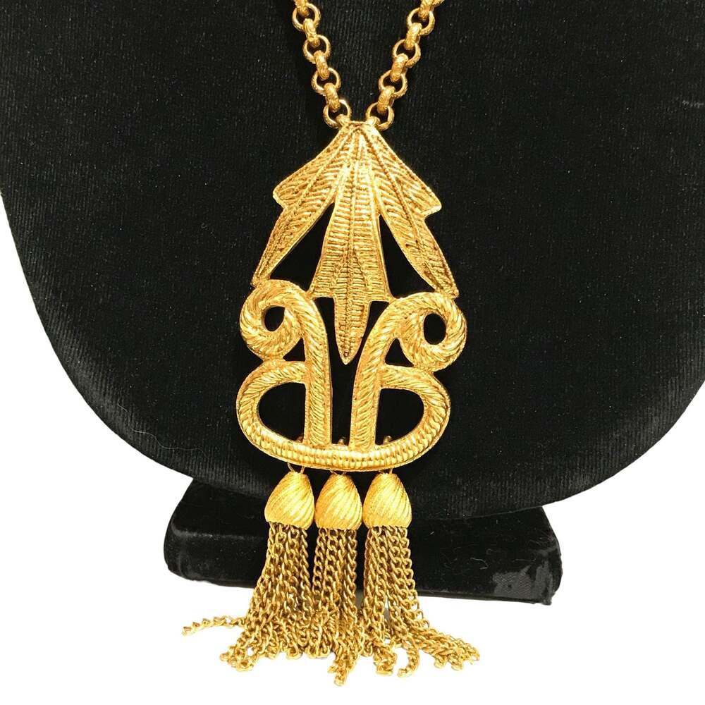 Carol Dauplaise Miriam Haskell Vintage Haute Couture Tassel Medieval Necklace